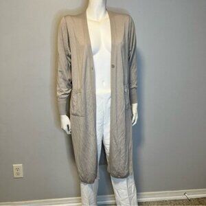 UNIQLO Lightweight Solid Tan Long Shrug Cardigan With Pockets Size Small